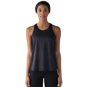 Lululemon Women 4 Pushing Limits Tank‎ Midnight Navy Mesh Overlay Built in Bra